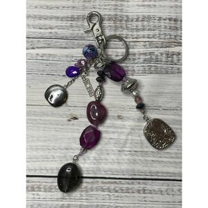 MISHE Silver and Purple Gems/Stones Dangle Vintage Keychain